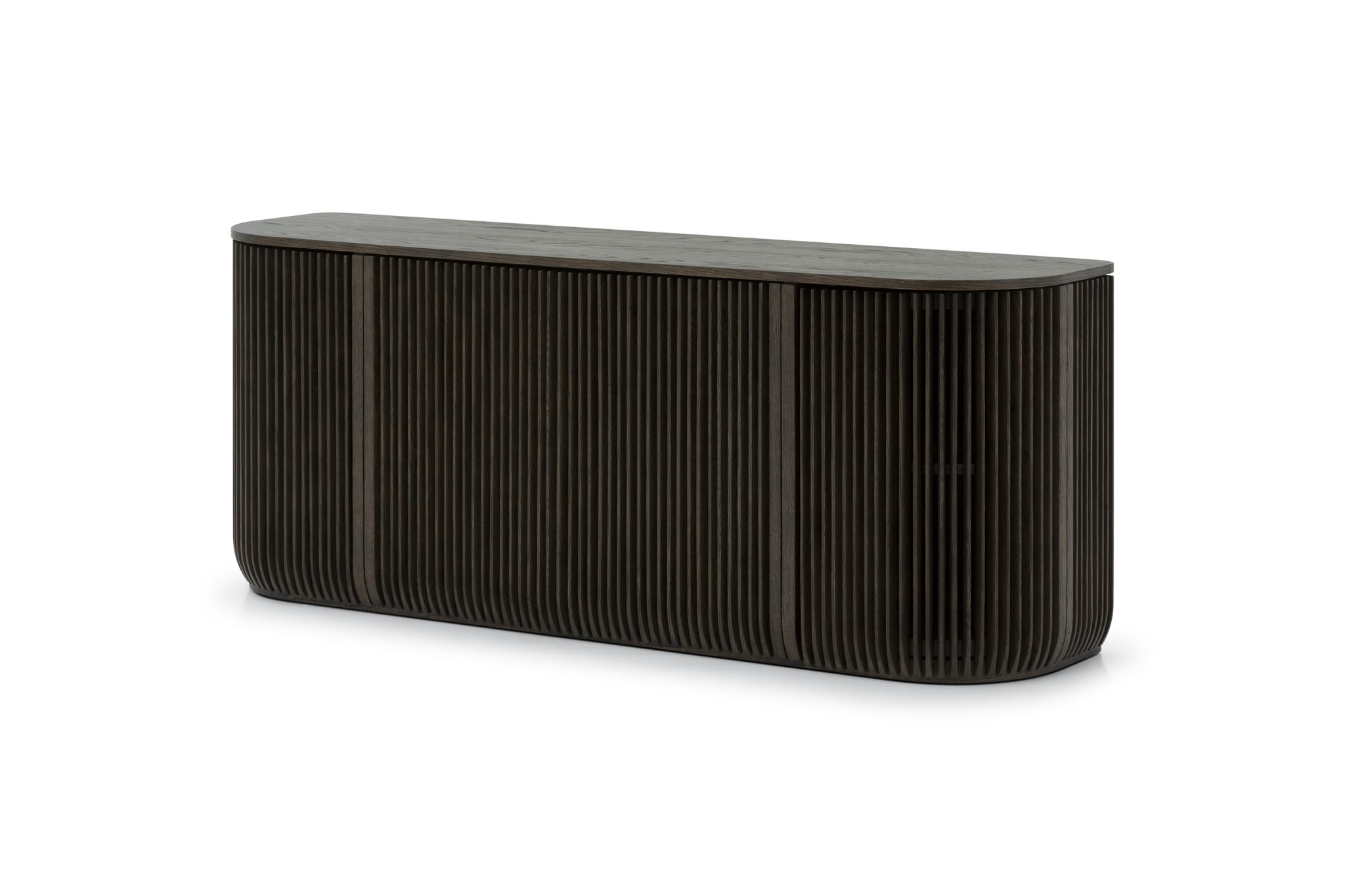 Franz Kommode mit Lamellentüren aus Eiche (Massivholz & Furnier), Espresso-Lack | Woodek Design