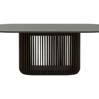 Franz Esstisch aus Eiche (Massivholzfuß & Furnierplatte), Espresso-Lack | Woodek Design