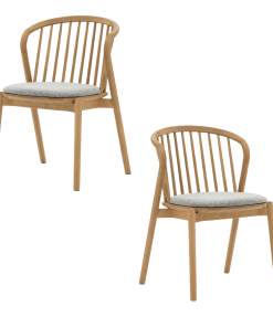 SAGA Stuhl-Set 2x Eiche natur + 2x Sitzkissen NOEL 004 | Woodek Design