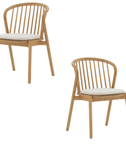 SAGA Stuhl-Set 2x Eiche natur + 2x Sitzkissen Cobble 110 | Woodek Design