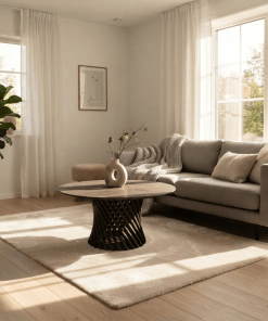 Couchtisch Emma D80 Espresso aus massiver Eiche | Woodek Design