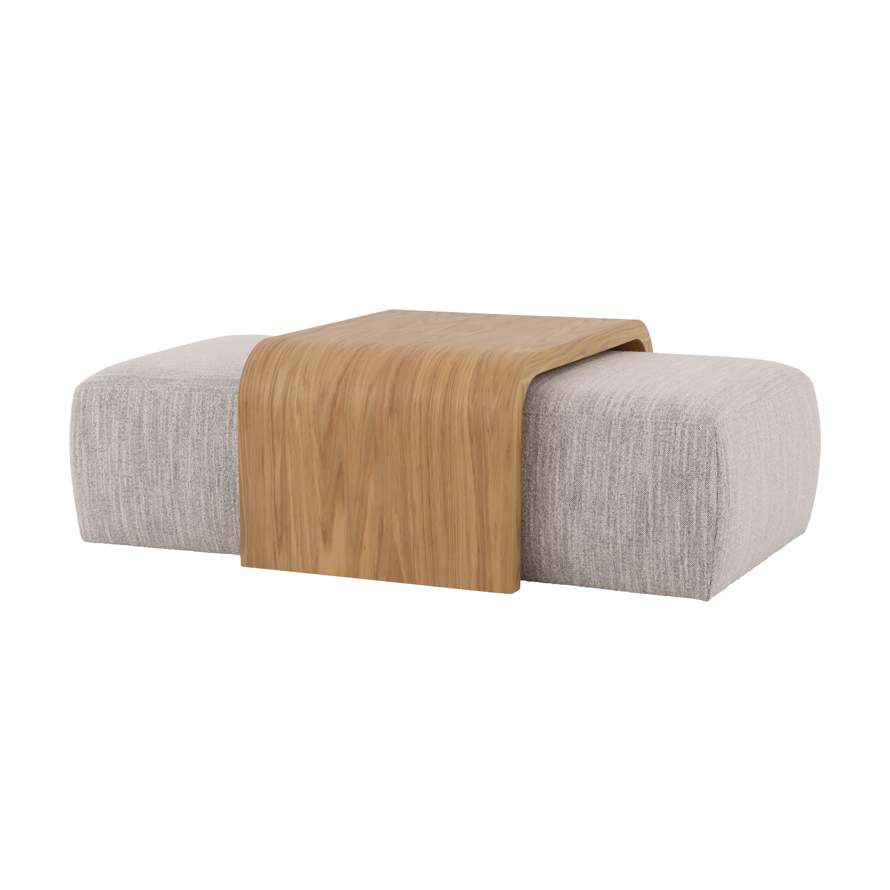 Celeste Couchtisch aus Eiche mit grauen Poufs | Woodek Design