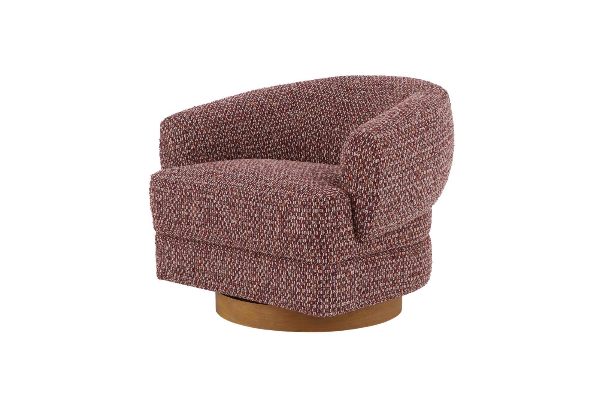 Drehsessel Emma aus Eiche mit rotem Stoff | Woodek Design