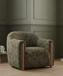 Franz Sessel aus Eiche mit waldgrünem Luxe-Stoff | Woodek Design