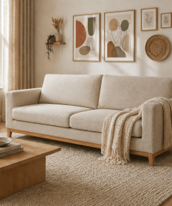 Woodek Schlafsofa TOMMY mit Bettfunktion, Nature Stoff beige, mit Matratze