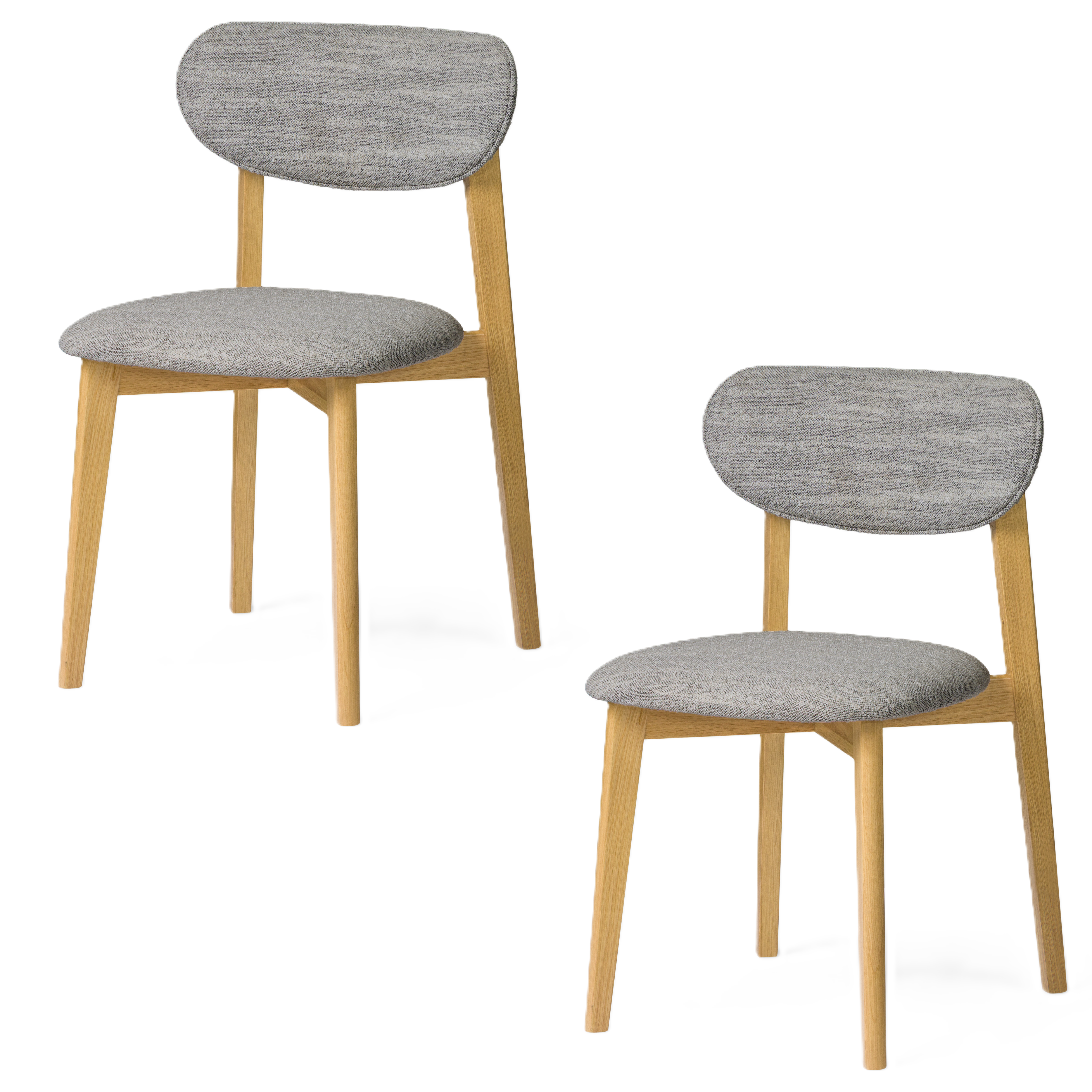 Stuhl Theo 2er‑Set aus Eiche, Bezug grau | Woodek Design