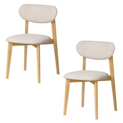 Stuhl Theo 2er‑Set aus Eiche, Bezug beige | Woodek Design