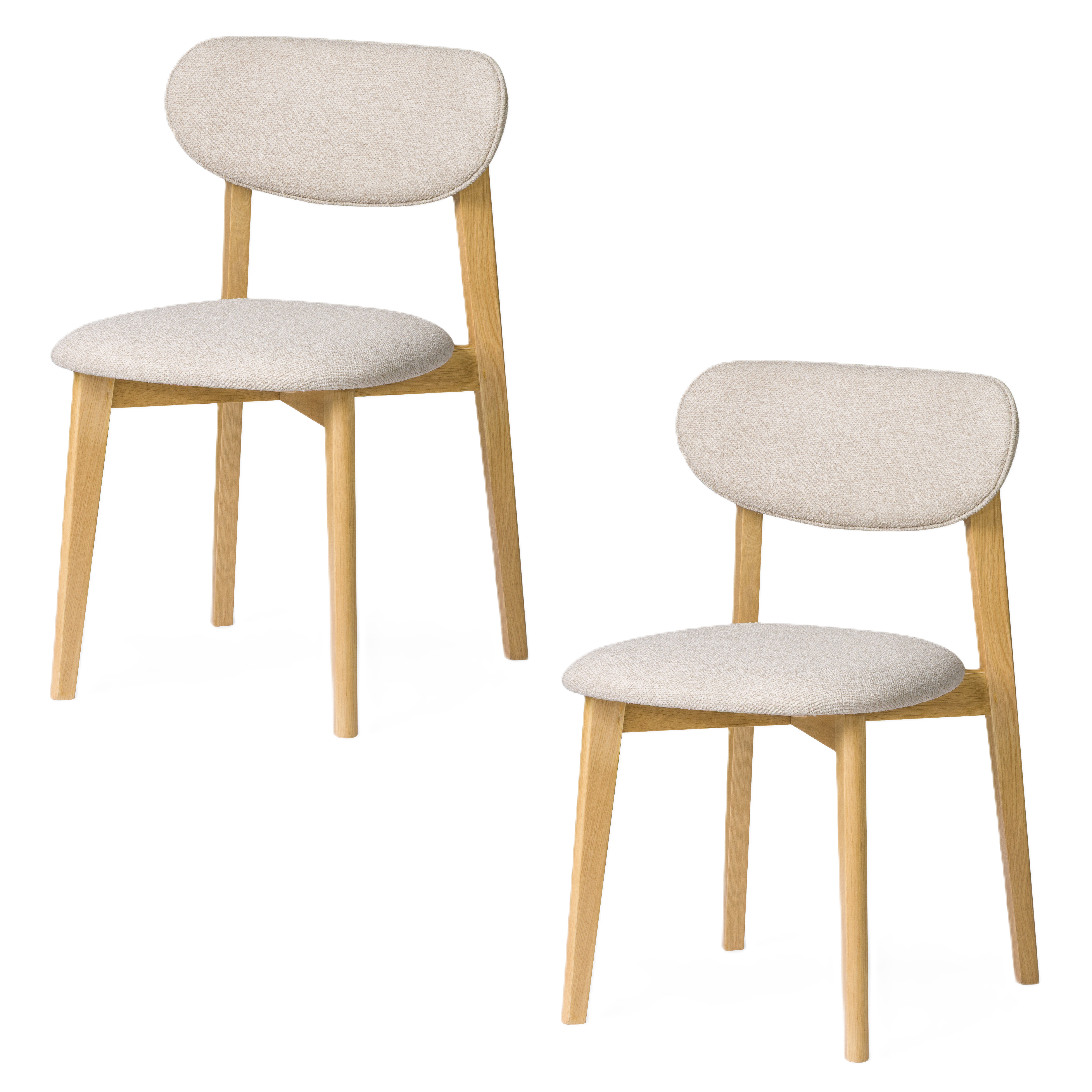 Stuhl Theo 2er‑Set aus Eiche, Bezug beige | Woodek Design