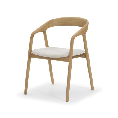 Armlehnstuhl Celeste aus Eiche, Stoff natur | Woodek Design