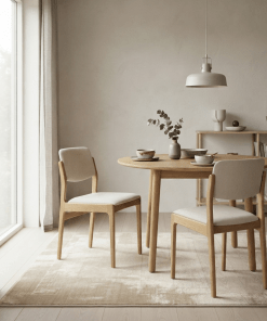 Woodek Stuhl OSLO 2er-Set aus massiver Eiche, Esszimmerstühle mit Stoffbezug Riely 111