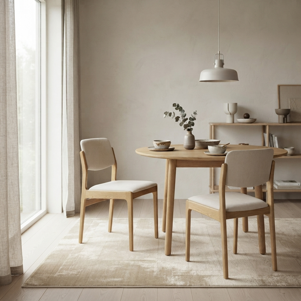 Woodek Stuhl OSLO 2er-Set aus massiver Eiche, Esszimmerstühle mit Stoffbezug Riely 111