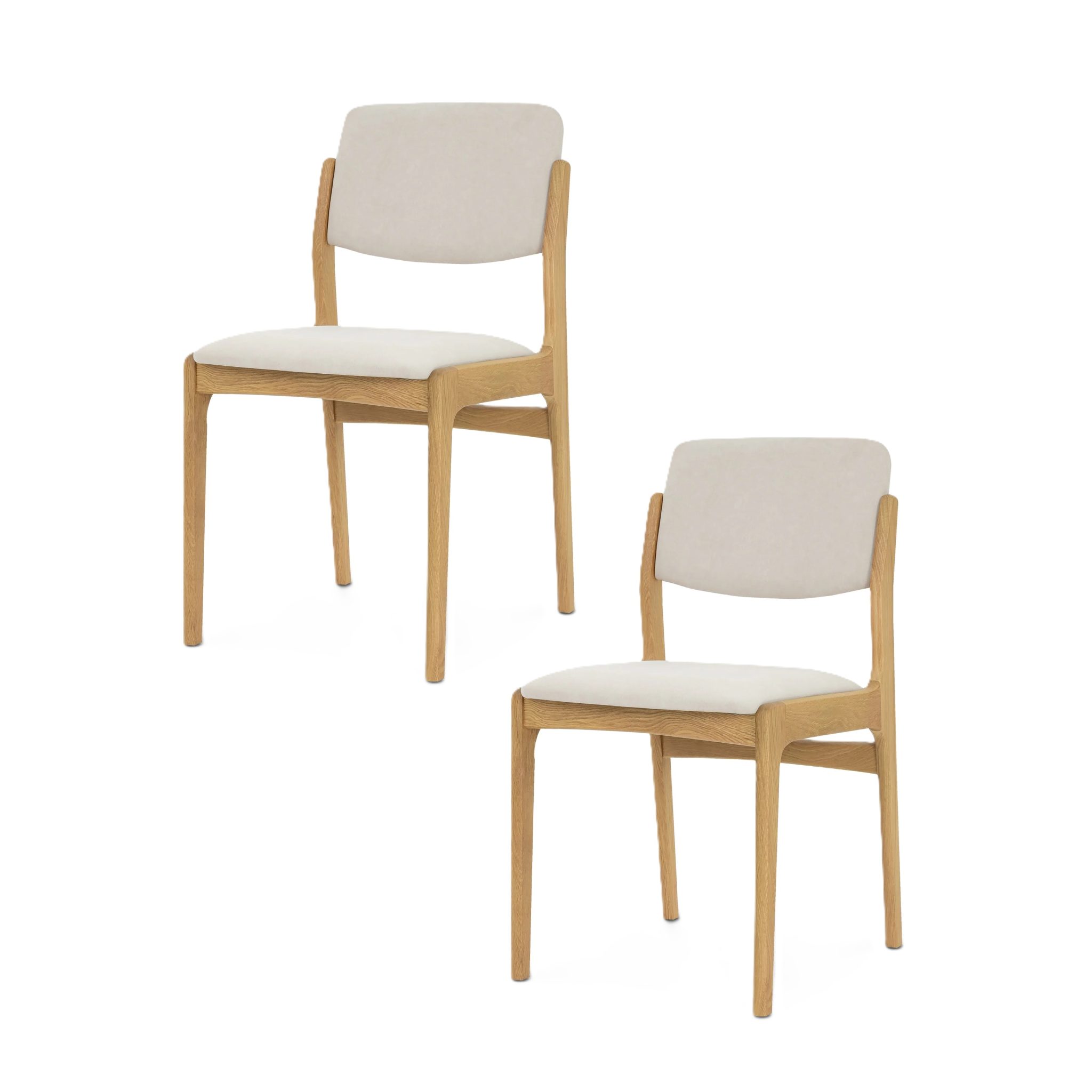 Woodek Stuhl OSLO 2er-Set aus massiver Eiche, Esszimmerstühle mit Stoffbezug Riely 111