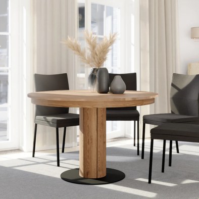 Elin runder Esstisch aus massiver Eiche mit Ausziehfunktion | Woodek Design