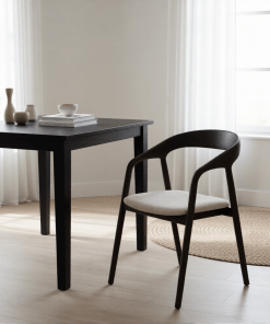 Woodek Esszimmerstuhl CELESTE aus massiver Eiche, Espresso matt lackiert, mit Cobble-Stoff