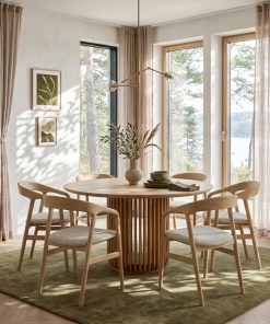 Woodek Esstisch FRANZ rund Ø130 cm aus Eiche, matt lackiert, modernes Design