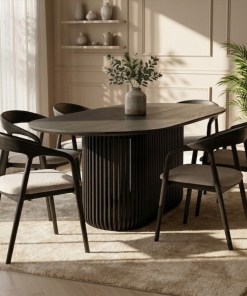 Woodek Esstisch FRANZ oval 190 cm aus Eiche, Espresso matt lackiert, modernes Design
