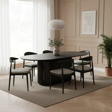 Woodek Esstisch FRANZ oval 190 cm aus Eiche, Espresso matt lackiert, modernes Design