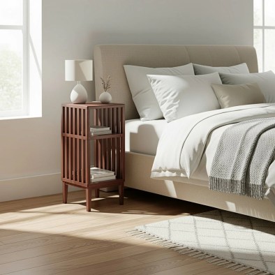 Woodek Nachttisch JACK aus Nussbaum, matt lackiert, kompakter Beistelltisch