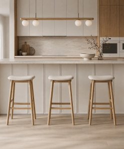 Barhocker Bergen aus massivem Eichenholz mit Cobble-Stoff | Woodek Design
