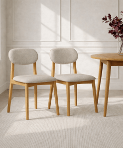 Stuhl Theo 2er-Set aus Eiche, Bezug Riely 111 beige | Woodek Design