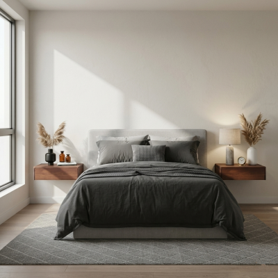 2er-Set Wand-Nachttisch Frank aus massivem Nussbaum – seidenmatt lackiert | Woodek Design