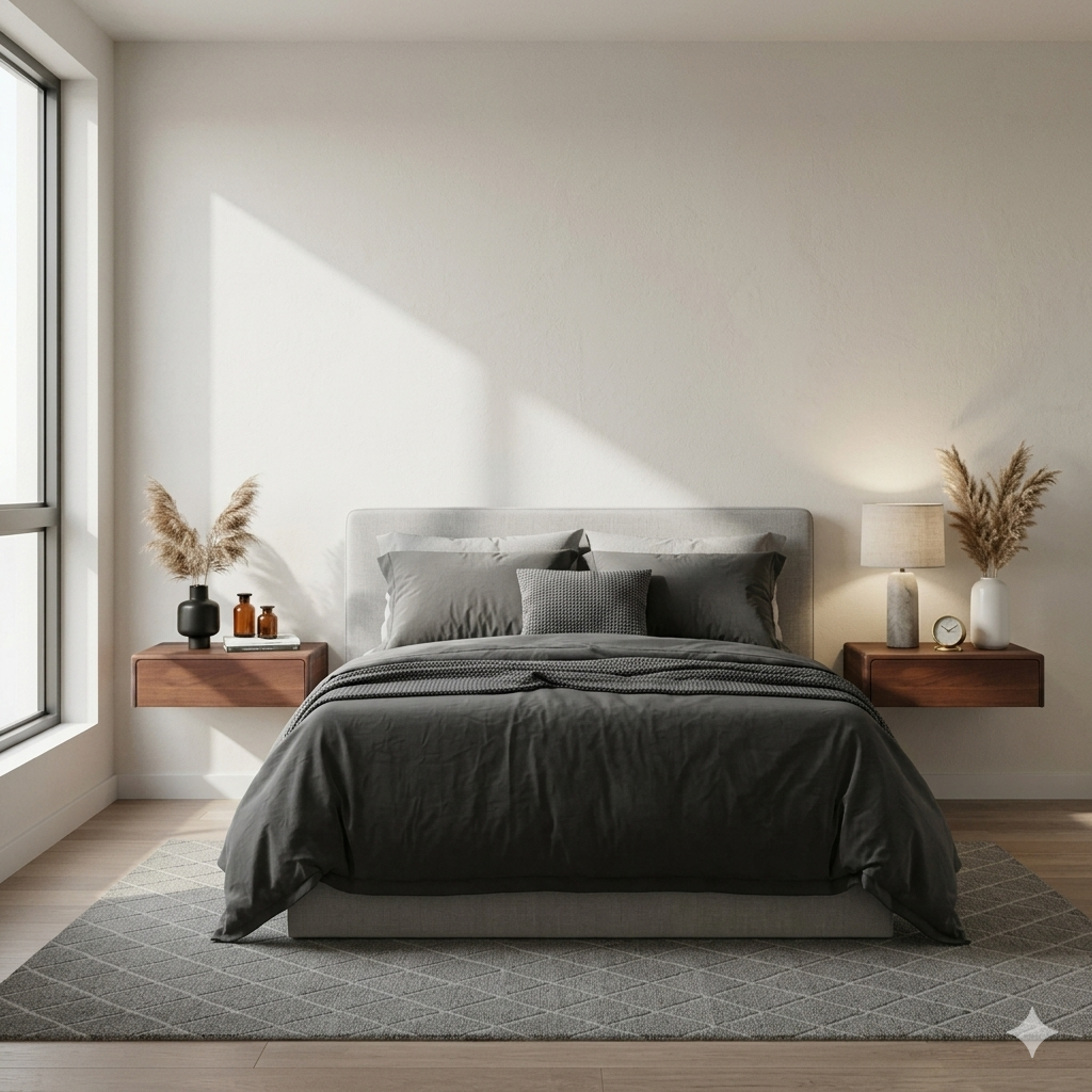 2er-Set Wand-Nachttisch Frank aus massivem Nussbaum – seidenmatt lackiert | Woodek Design