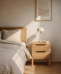 Nachttisch Harry aus massiver Eiche natur, mit 2 Schubladen und Soft-Close Funktion | Woodek Design