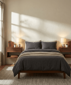 2er-Set Wand-Nachttisch Hugo aus massivem Nussbaum – matt lackiert | Woodek Design
