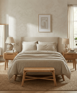 2er-Set Nachttisch Nora aus Eiche und Eichenfurnier – matt lackiert | Woodek Design