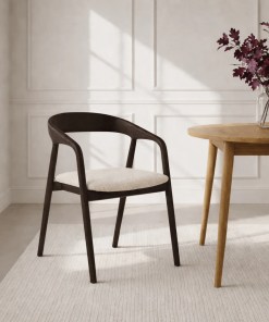 Woodek Esszimmerstuhl CELESTE aus massiver Eiche, Espresso matt lackiert, mit Cobble-Stoff