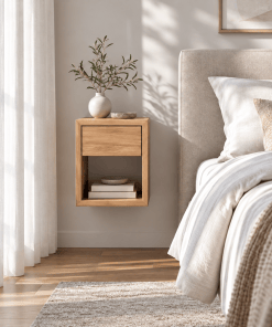 Nachttisch Hugo Cubic 30 aus massiver Eiche natur, matt lackiert | Woodek Design