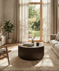 Couchtisch Franz 90 aus Eiche mit Schublade – Espresso